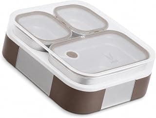VAYA Tydbyt Stainless Steel Tiffin Box for Men; Kids Girls; 1 Large & 2 Small Compartments; Bento Lunch Box; 650ml Smart Portions for Balanced Meals; Brown