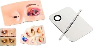 Practicing Eyeshadow, Silicone Face and Eye Makeup Practice Board with Mixing Palette