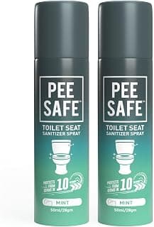 Pee Safe Toilet Seat Sanitizer Spray, Mint 50ml (Pack 2), Reduces UTI Risk | Reduces The Risk Of UTI & Other Infections, Protects From 99.9% Germs in 10 Seconds, Travel Friendly, Anti Odour