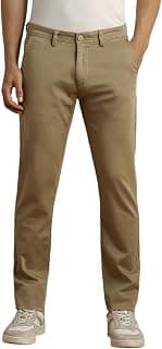 Peter England Men's Super Slim Fit Stretchable Cotton Satin Casual Trousers | Office Sleek & Trendy Look