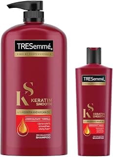 TRESemme Keratin Smooth Shampoo 1 Ltr & 340 ml, With Argan Oil for Straighter, Shinier Hair - Nourishes Dry Hair & Controls Frizz