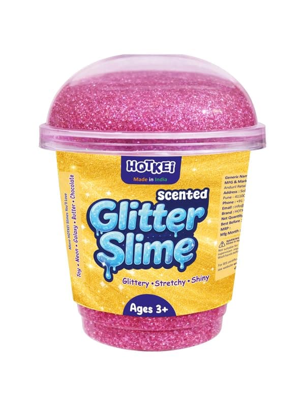 HOTKEI Pink Glitter Slime for Kids 3 to 10 Years Super Stretchy, Soft & Smooth Premium Shiny Slime Non-Toxic Sparkle Fun Slimy Toy Birthday & Return Gift for Kids Boys and Girls
