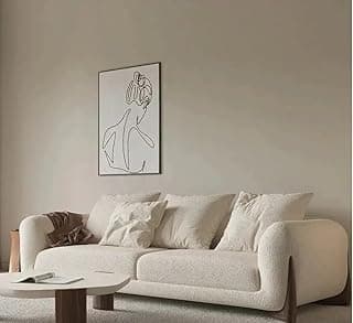 Upholstered 3 Seater Sofa Three Seater Sofa with Wooden Legs for Living Room Hotels & Offices (Boucle Teddy Fabric Beige)