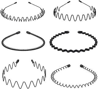 Shining Diva Fashion Black Metal Hair Band for Men Boys Women Girls Kids 6 Pcs Combo Hairband Headbands Sports Yoga Face Wash Facial Hair Accessories (15905HB)