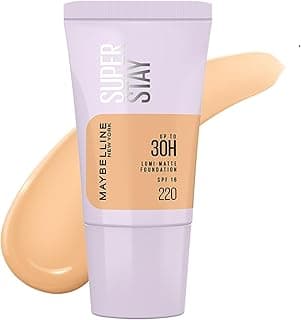 Maybelline New York Super Stay Lumi-Matte Foundation- 220, 30H Wear, Lightweight, Suitable for all Skin Types, Soft Glow, Buildable Coverage, 18ml