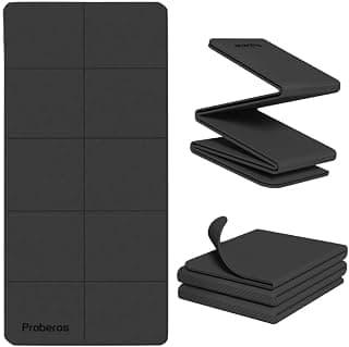 Proberos® Folding Yoga Mat with Carry Bag, Anti-Slip TPE, 5mm Thick, 72x24 Inch, Black, Portable & Eco-Friendly Exercise Mat for Home, Gym, Travel, Women & Men, Pilates, Fitness Workouts