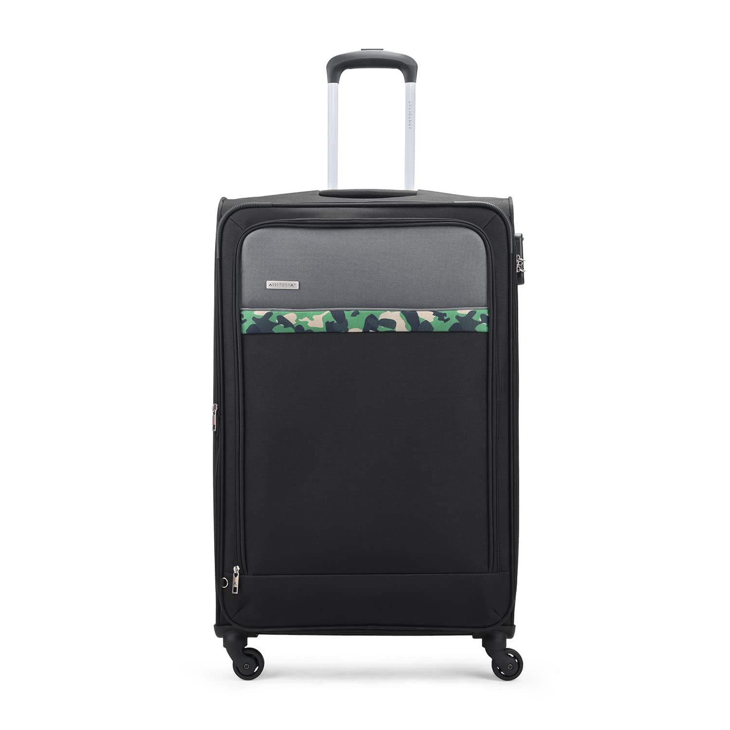 Aristocrat Commander 79Cms Premium Polyester with PVC Coating Soft Sided Check-in 4 Wheels Large Black Suitcase