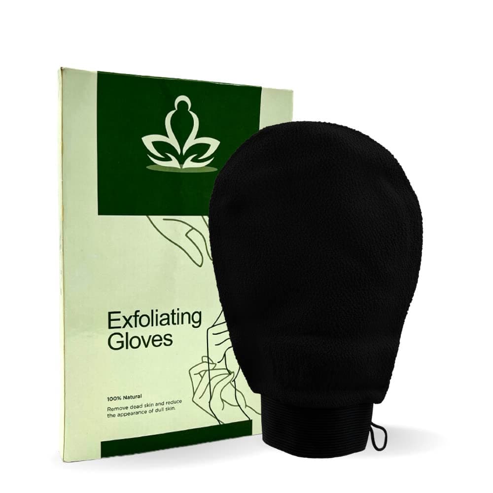 Moroccan Hammam Exfoliating Bath Glove – Deep Cleansing Hammam Mitts – Improve Circulation, Improve Ingrown Hair & Reveal Soft Skin Body Exfoliating Scrub Tan Bath Glove Body Scrub Imported Directly From Morocco (Black)
