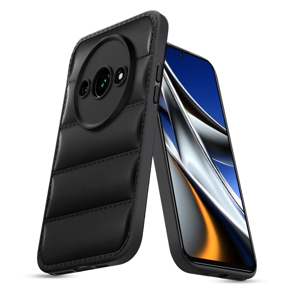 Amazon Brand - Solimo Puffer Case Camera Protection Soft Back Cover for Redmi A3 2024 - Black