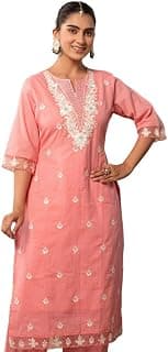 Aramya Cotton Dobby Peach Straight Solid Evening Kurta for Women