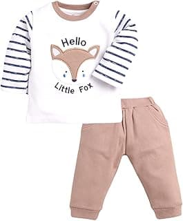 BABY GO Baby Boys Cotton Clothing Set | Full Sleeve T-Shirt & Pants Combo | Newborn Infant Outfit | Soft Fleece Tracksuit with Cute Animal Print | Casual Daily Wear Co-ord Set
