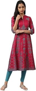 W for Woman Women's Polyester Kota Straight Kurta Set with Inner and Tights