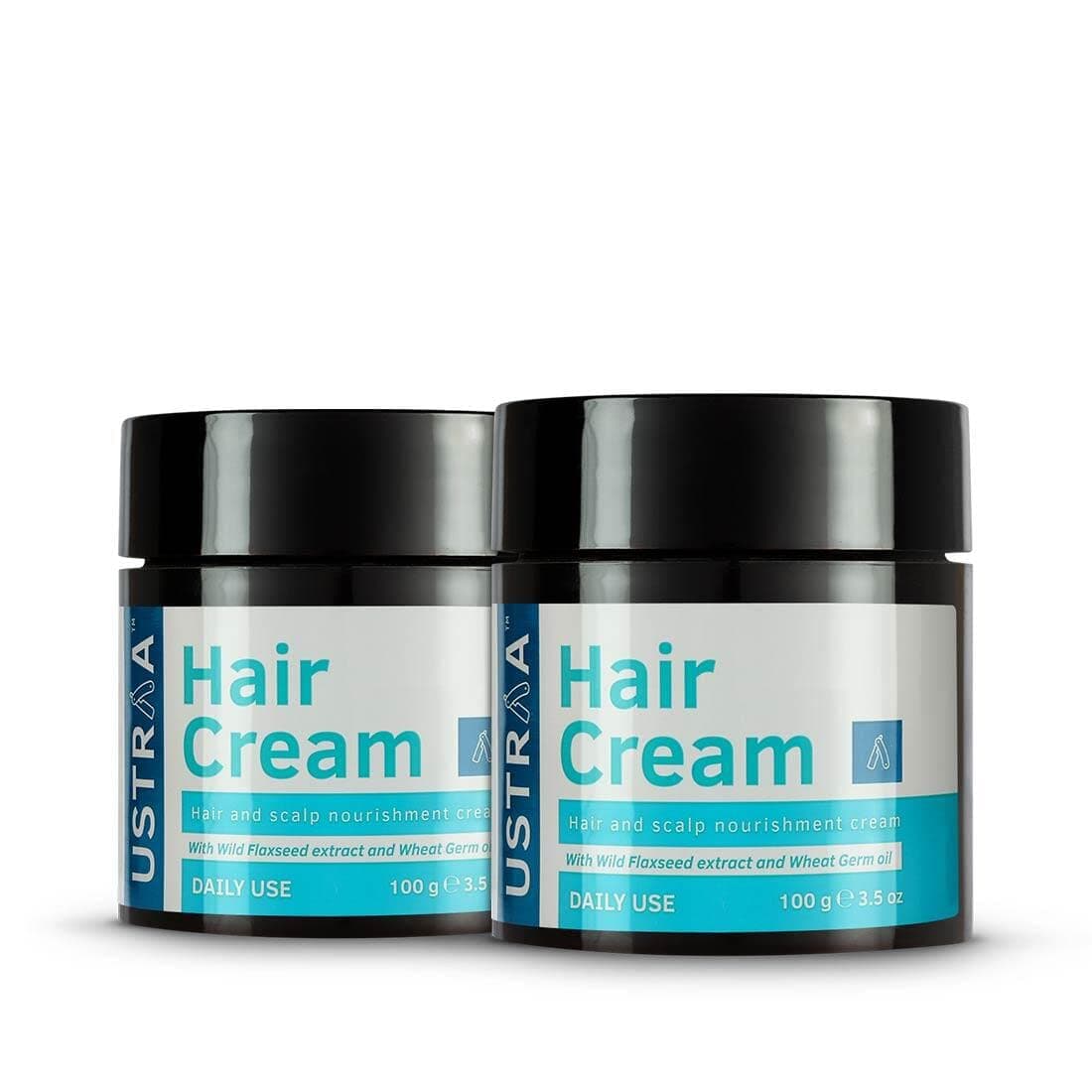 USTRAA Hair Cream for Men - 2 x 100g - For Daily Use with Light Hold- Style & nourishment | Wheat Germ Oil | Wild Flax Seed Extracts | Moisturizes Hair | Non-sticky, Sulphate & Paraben FREE (Set of 2)