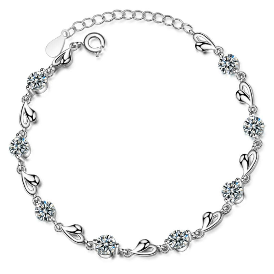 Aaishwarya Mini Hearts with Crystals Bracelet For Women and Girls | White Gold Plated | Stylish Jewelry | Heart Jewelry | Gift for Girlfriend