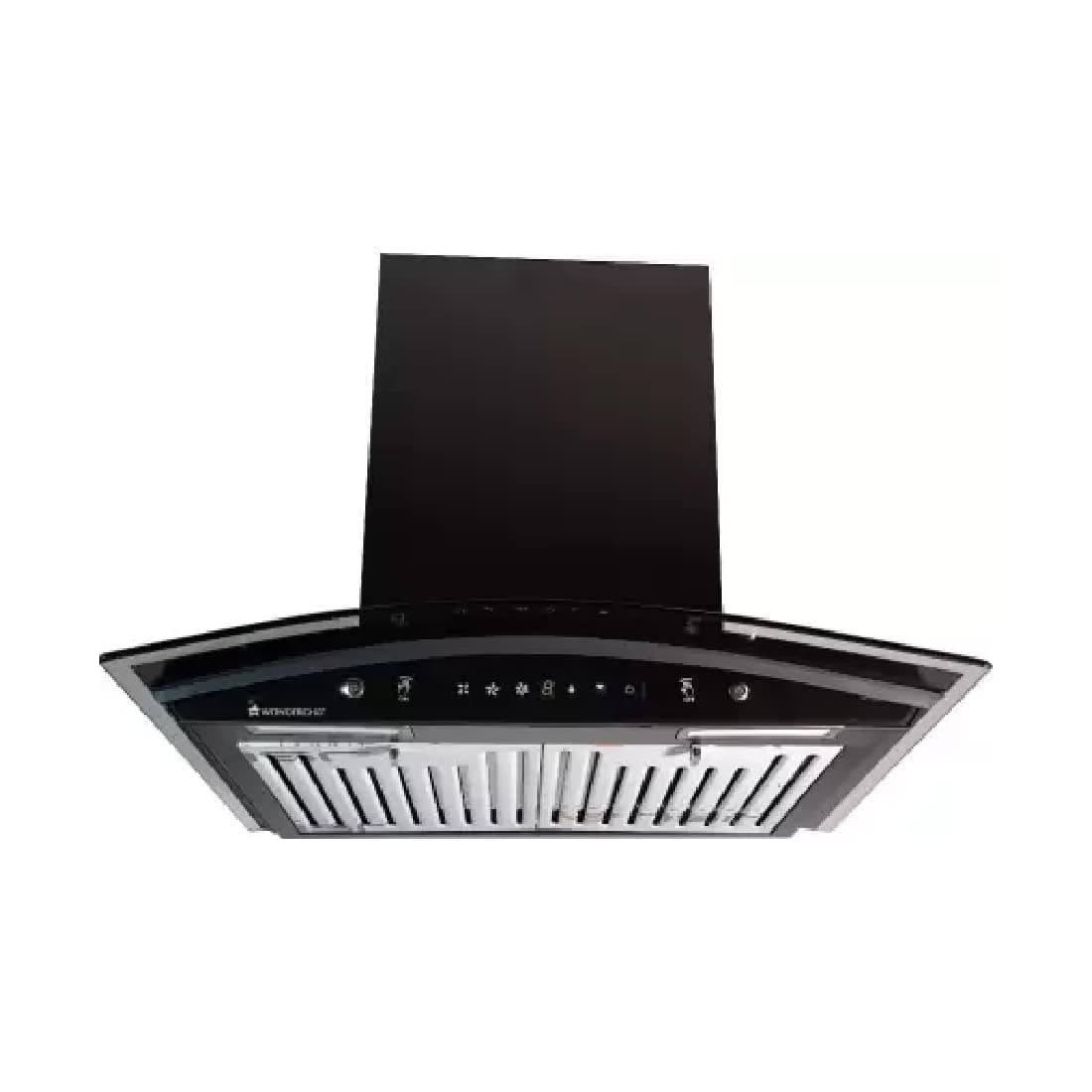 Wonderchef Power Curve Wall-Mount Chimney|Auto Clean Function|1200M3/H|Suction Capacity|3 Speed Motion|SS Baffle filter|Gesture & Touch Control|Oil Collector|Low Noise|90cms|Black