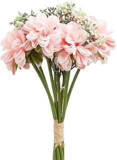 VRB Dec Plastic Tm 1 Bunch Dahlia Artifical Flower Bunch Fake Flowers For Gifting, Home, Office, Bedroom Decoration Items Flowers For Vase (Without Vase Pot) (Pink)