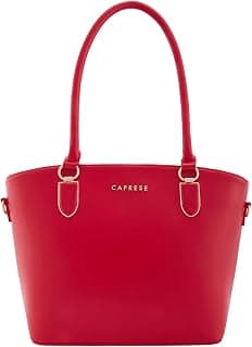 Caprese Akina Medium Solid Faux Leather Satchel for Women | Elegant Multi-Compartment Shoulder Handbag with Adjustable & Detachable Strap | Premium Italian-Style Daily Use Crossbody Sling Bag