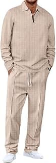 Jawdrobe Men’s Waffle-Check Co-Ord Set | Self-Textured Collar Top | Drawstring Jogger Pants | Cotton-Blend Loungewear/Night-Suit | Casual Travel & Streetwear Two-Piece