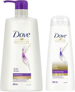 Dove Daily Shine Shampoo, 650 ml & Dove Daily Shine Conditioner, 340 ml