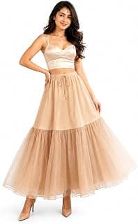 ILuvVastram Women's Cancan Hoop Less Underskirt Petticoat Wedding Crinoline Volume Extension for Lehenga, Gown and Floor Length Skirt Free Size Waist with Adjustable Length
