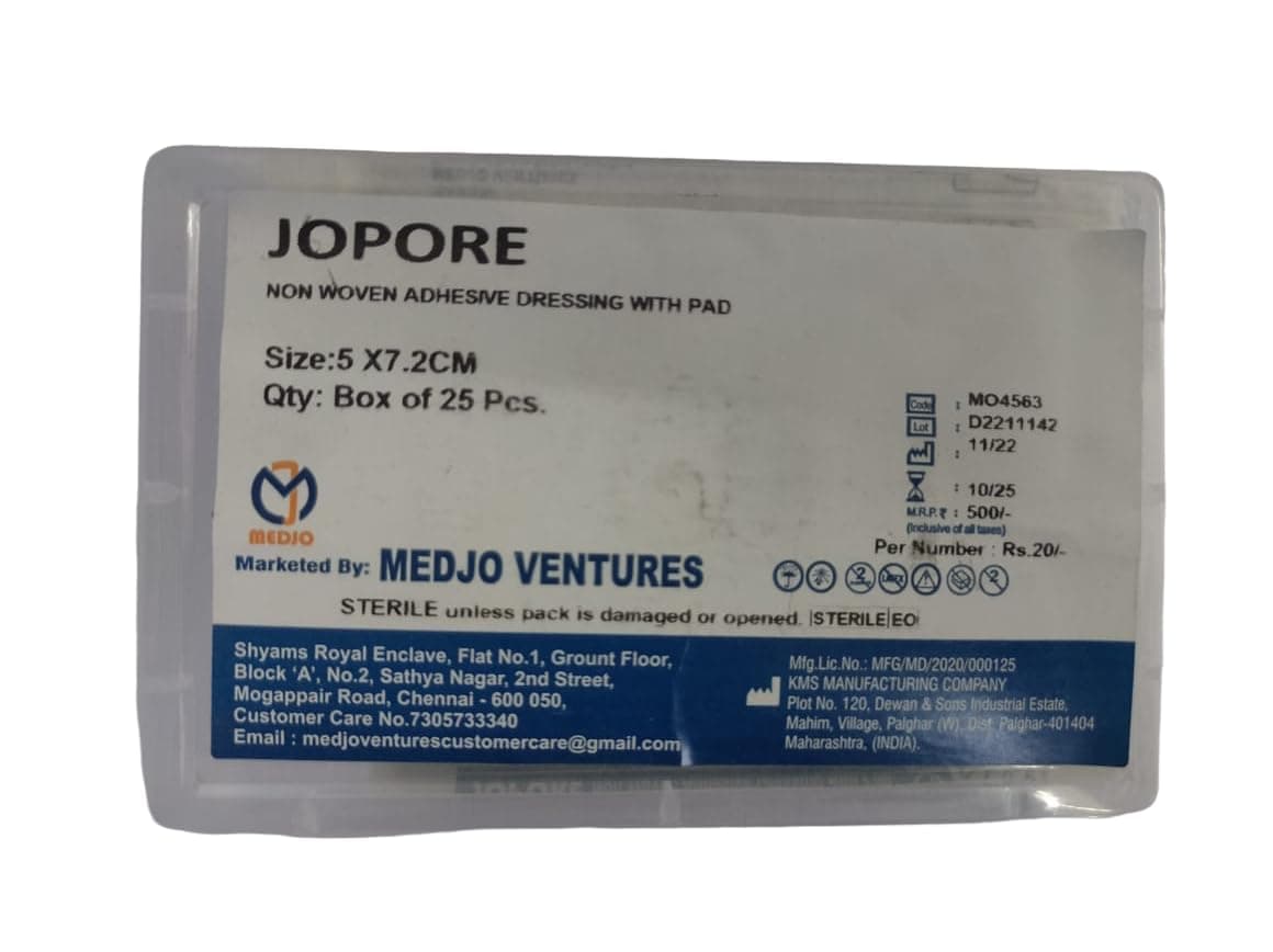 JOMED JOPORE NON WOVEN ADHESIVE DRESSING WITH PAD SIZE : 5 X 7.2CM, PACK OF 10