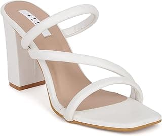 ELLE Women's Solid Block Heels Slip-On Sandals