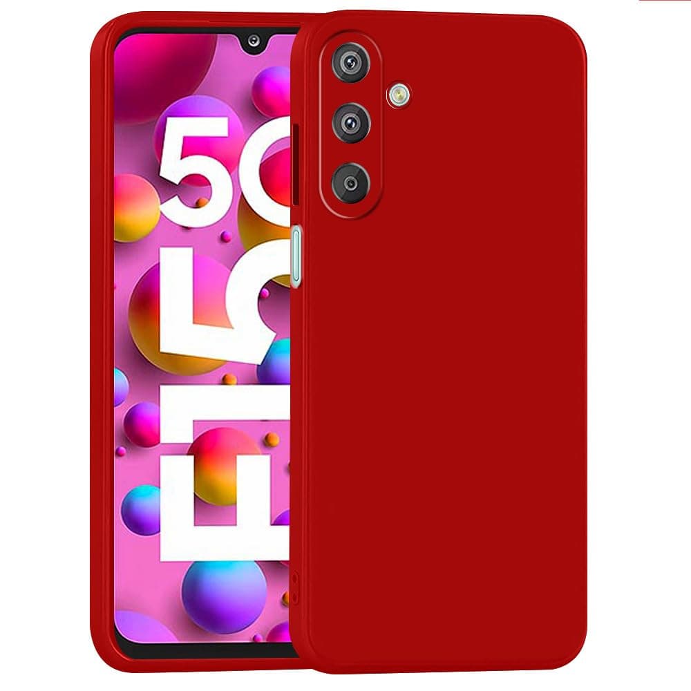 amazon basics Mobile Cover for Samsung Galaxy M15 5G / F15 5G | Full Camera Protection | Premium Liquid Silicon Case | Flexible Bumper Case for Samsung Galaxy M15 5G / F15 5G (Red)