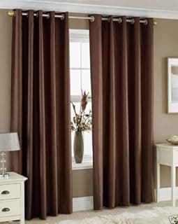 Exporthub 2 Piece Eyelet Polyester Long Door Curtain Set - 9ft, Brown