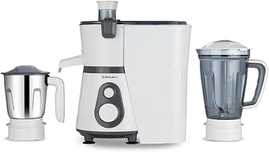 Bajaj Ninja Series PowerBlend 1000 Watts Juicer Mixer Grinder With 2 Jars | DuraCut® Blades | Metagrip™ Metal Coupler | 2 Yrs Warranty 【White & Grey】