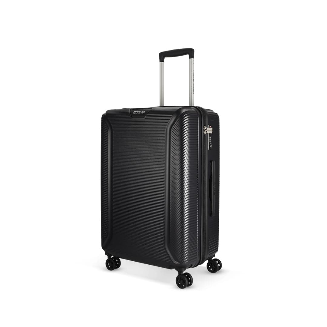 American Tourister Robotech|Medium Size Check-in Spinner Trolley Bag (67 cm)|360° 8 Wheel Travel Luggage|Hard Case Polycarbonate (PC) Suitcase|Recessed TSA Lock|Black