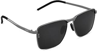 Eyewearlabs OKNO | Polarized Full Rim Alloy Square Branded Stylish Sunglasses For Men & Women | 100% UV Protection Shades | Cricket Sports Cycling Driving | Black Lens | Medium