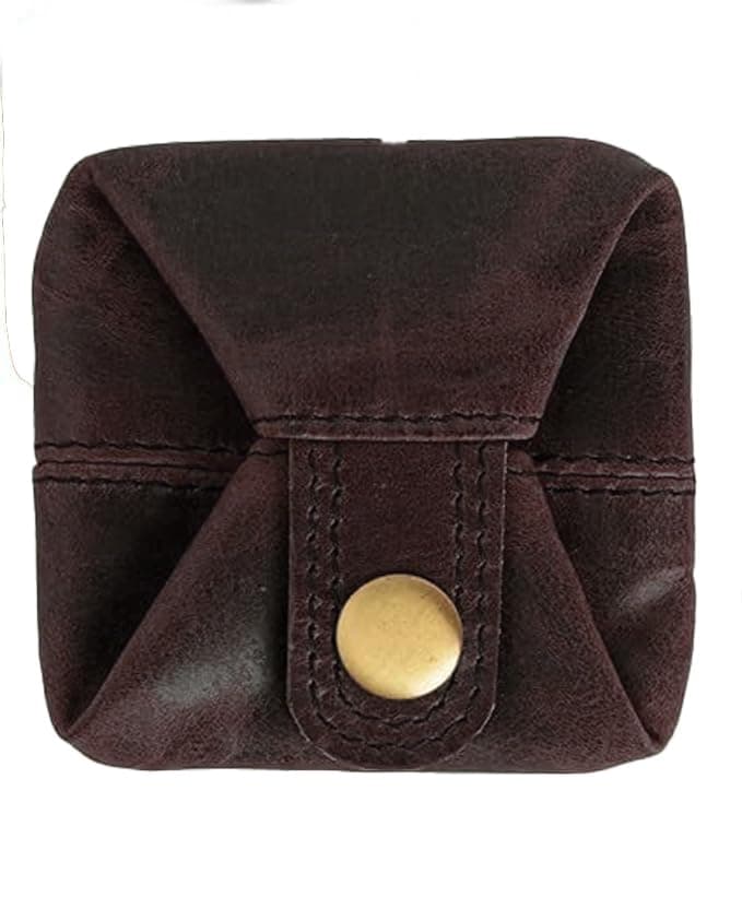 Contacts Handcrafted Leather Coin Pouch – Compact Change Holder & Mini Wallet for Men & Women – Brown