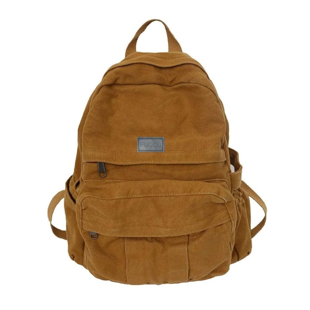 FUOCO Laptop Backpack for Women Men - College School Bag with Bottle Holder for Boys Girls- Stylish Canvas Travel Backpacker for Students Office Casual Use
