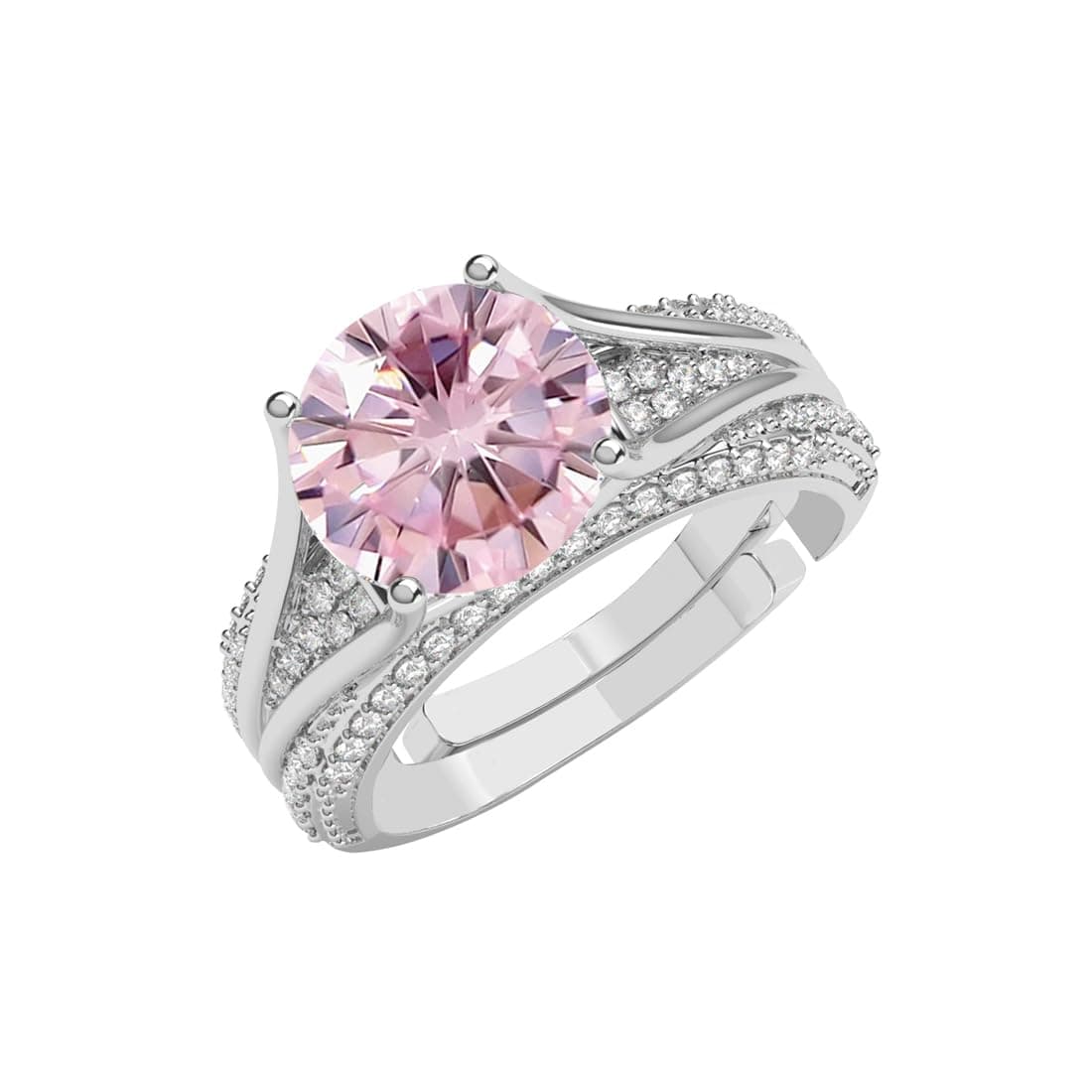 Clara 925 Silver Jino Pink Solitaire Pendant Earrings Chain Ring for Women | Gift for Girl Girlfriend Wife | Rakhi Rakshabandhan Gift for Sister Bhabhi |Platinum Plated | Swiss Zirconia | Jewellery Set