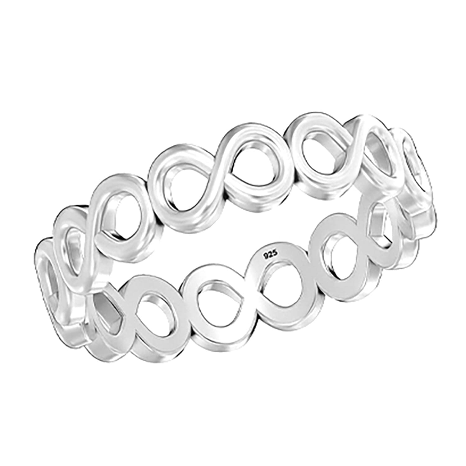 TRUESILVER ACPL 925 Sterling Silver Love Knot Rings for Women | Open Chain & Infinity Knot Rings | Eternity Wedding Band Promise Rings Gifts for Special Occasions(Size 5-9 No.)