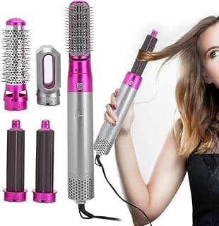 Drumstone 𝟏𝟓 𝐘𝐞𝐚𝐫𝐬 𝐖𝐚𝐫𝐫𝐚𝐧𝐭𝐲 5 in 1 Pro Hair Styler, Hot Air Brush, Negative Ion Comb for Straightening,Curling Appliances with 5 Interchangeable Brushes Best Styler for Women