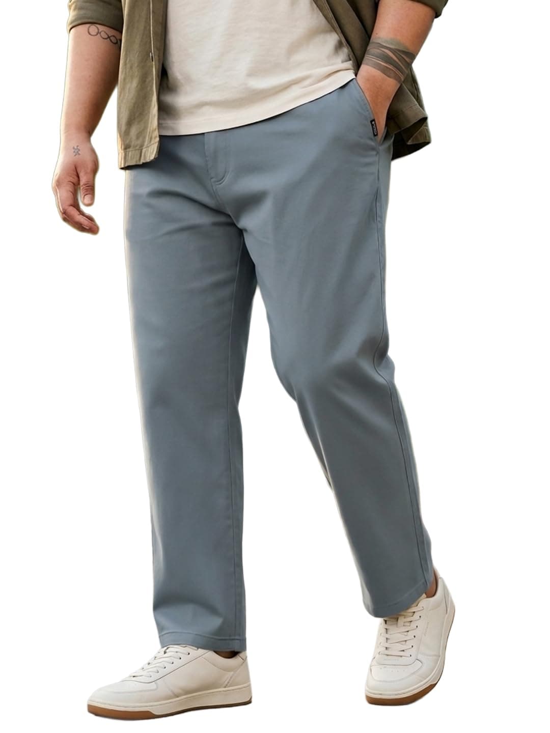 Urbano Plus Men's Straight Fit Mid Rise Cotton Casual Chinos Trousers Stretch
