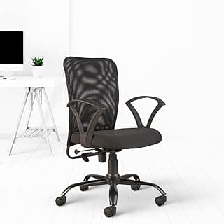 CELLBELL C83 Ergonomic Mesh Mid Back Office Chair for Home & Office | Height Adjustable Revolving Computer & Study Chair with Breathable Backrest, Metal Base, Lumbar Support & Swivel Wheels (Black)