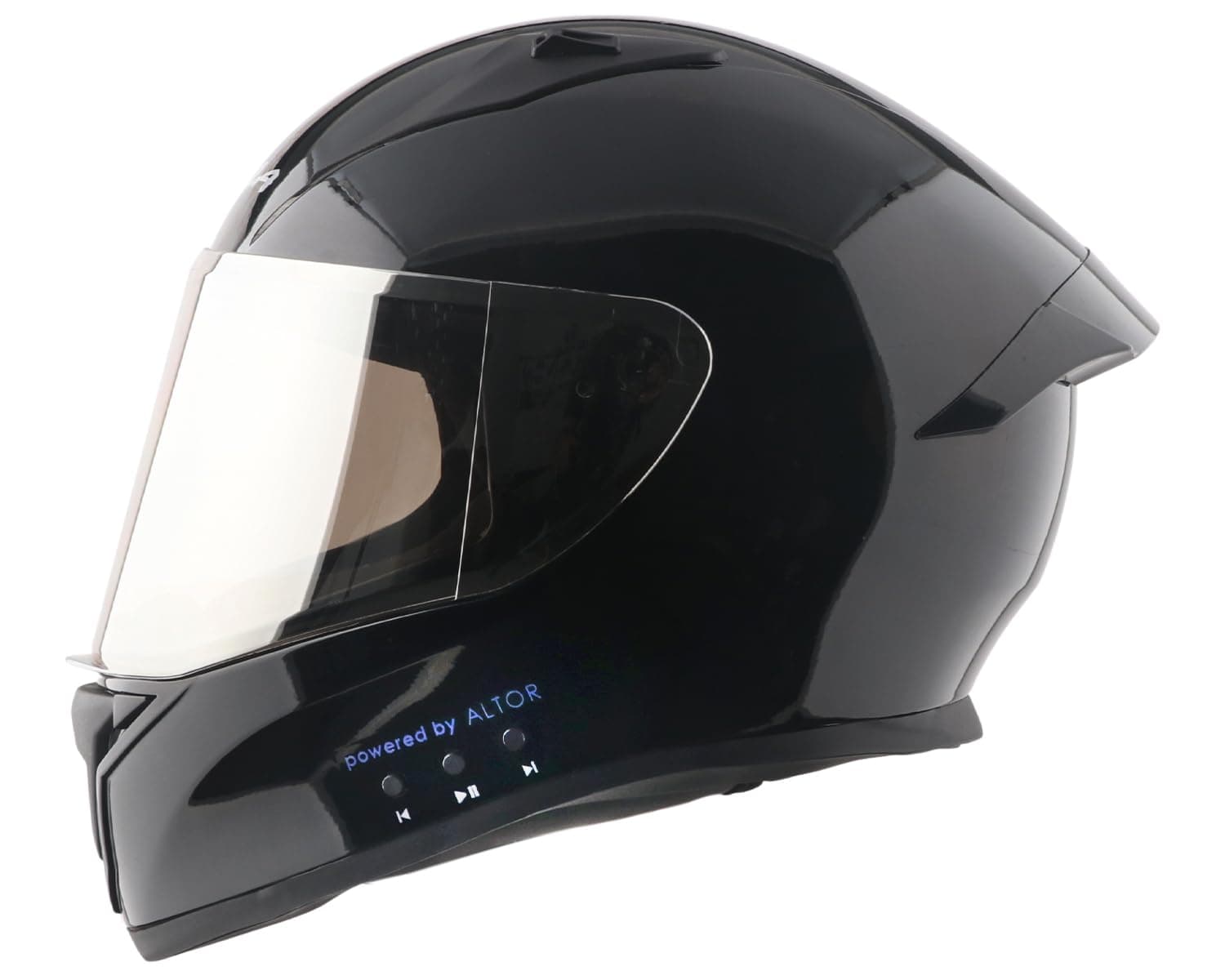 Vega Bolt ISI Certified Smart Bluetooth Full-Face Helmet – Shockproof, UV-Protected, Lightweight, Premium Comfort Black L