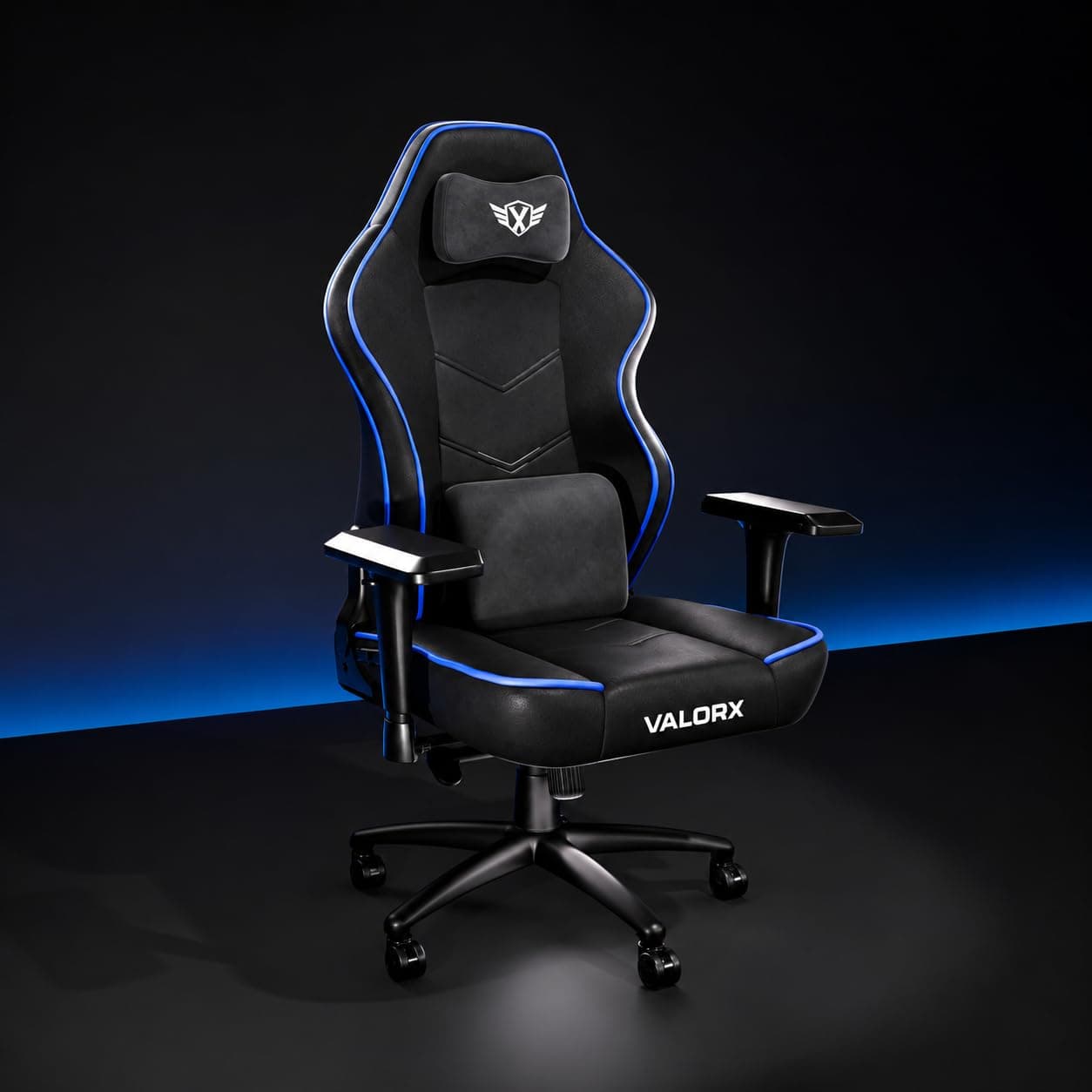 VALORXUSA Legion X 2026 Edition | Ergonomic Gaming & Office Chair | PU Vegan Leather & Breathable Spandex Fabric | Magnetic Headrest, Memory Foam Lumbar Pillow | 4D Adjustable Armrests (Blue)