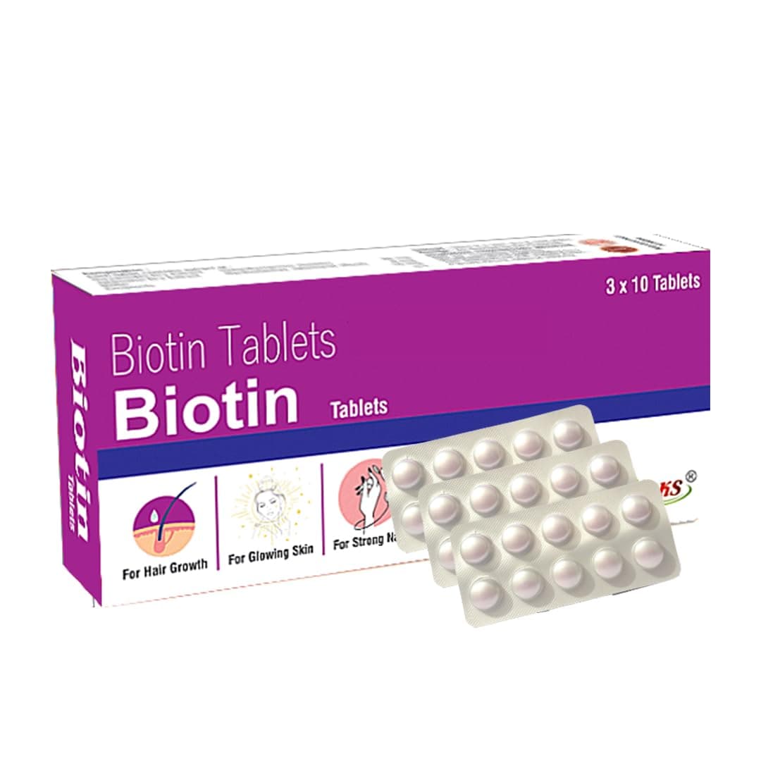 SKS Biotin (60Tablets) | Supplement for Hair, Strong Hair and Glowing Skin, Fights Nail Brittleness