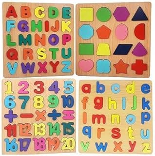 Chocozone Wooden Learning Educational Game Board for Kids, Puzzle Toys for 2 Years Old Boys & Girls (Alphabets, Numbers & Shapes)