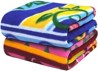 All Season Multipurpose Polar Fleece Single Bed Printed Warm Cozy Multicolor Light Weight Blanket (Set of 2, 90 x 60 inches)(Skin Friendly)