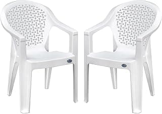 Nilkamal Plastic Chair for Living room |Set of 2 | 3 Year Warranty | For Home, Living Room, Outdoor | Milky White Colour | COMFY