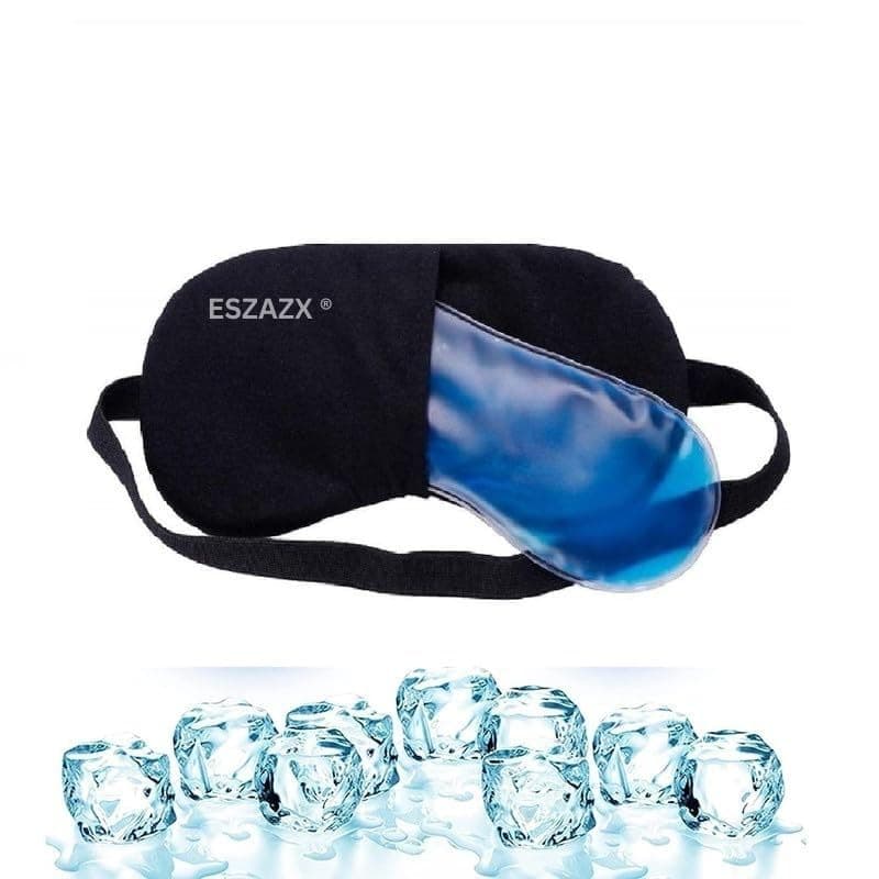 Eszazx Satin Eye Mask For Sleeping Men Women With Cooling Gel For Night Deep Sleep, Dark Circles, Puffy Eye's, Dry Eyes (Black)