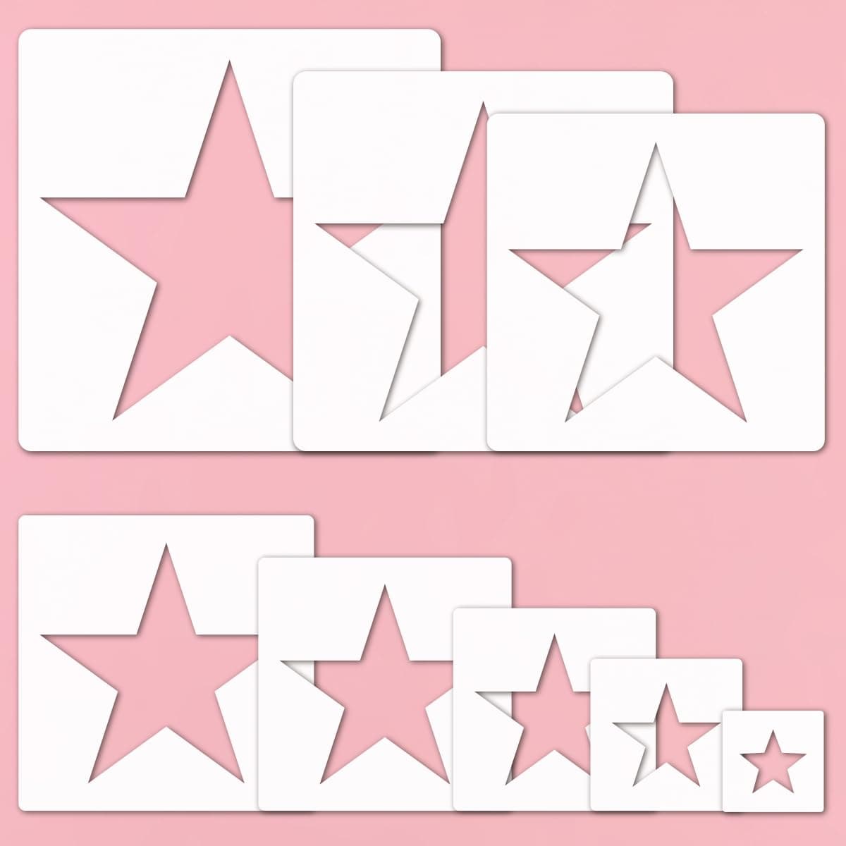 8 PCS Large Star Stencils,Star Template Stencil, Star Templates Different Sizes,Star Stencils for Painting DIY Craft Walls Wood Paper Art Projects Home Decoration
