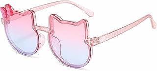 SYGA Kids Goggles, Modern Stylish Eyewears for Boy's and Girls, Colorful Cat Shape, Suitable for Age 3 to 8 Years (TransBlue&GrdientPink)