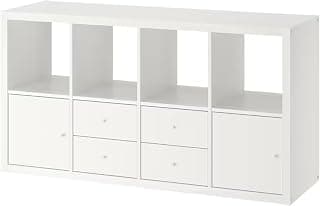 All Media KALLAX Shelving Unit with 4 Inserts, White, 147x77 cm (57 5/8x30 1/8 ")