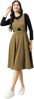WineRed Women Cut-Out Pinafore Flared Dress