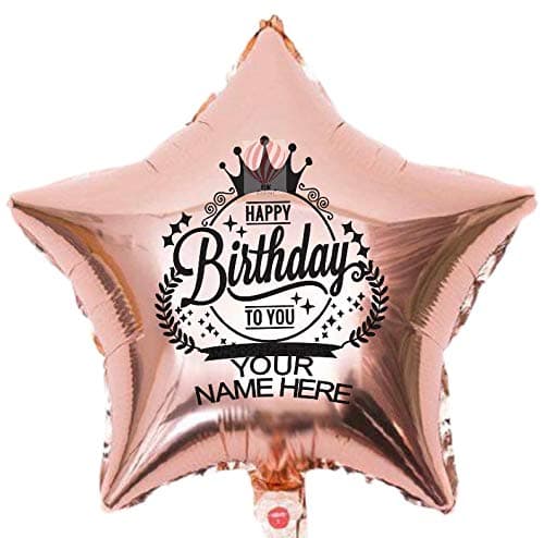 HK balloons Foil 5Pcs Rose Gold Star Shape Personalized/Customize Name Printed Birthday Party with Birthday Boy/Girl Name Anniversary Celebration, Baby Shower, Bridal Shower Decoration Balloons